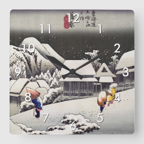 Utagawa Hiroshige _ Evening Snow at Kanbara Square Wall Clock