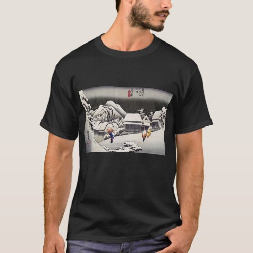 Utagawa Hiroshige _ Evening Snow at Kanbara T_Shirt