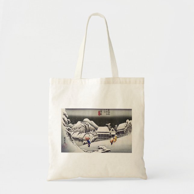 Utagawa Hiroshige - Evening Snow at Kanbara Tote Bag (Front)