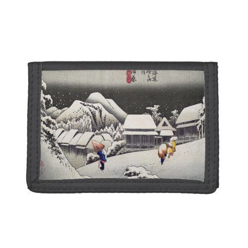 Utagawa Hiroshige _ Evening Snow at Kanbara Trifold Wallet