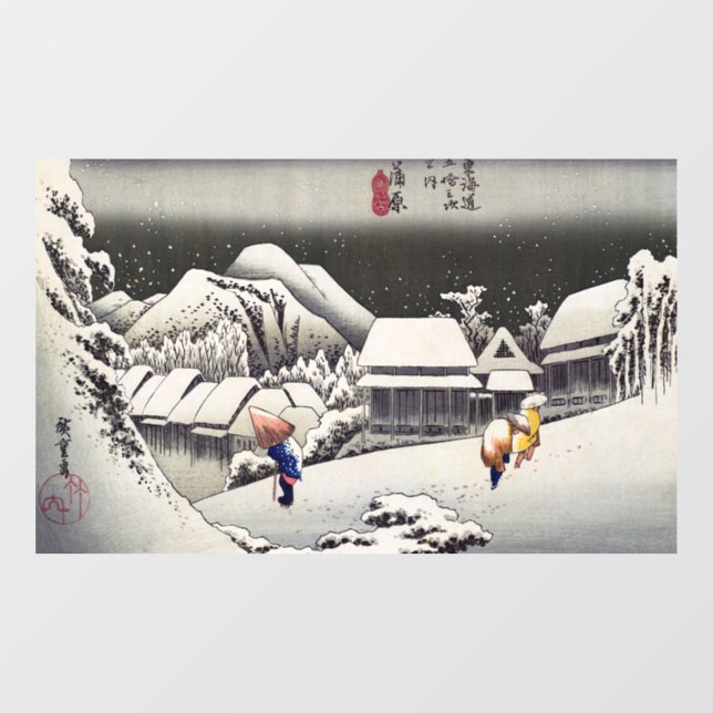 Utagawa Hiroshige - Evening Snow at Kanbara Window Cling (Sheet)