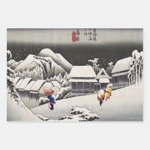 Utagawa Hiroshige - Evening Snow at Kanbara Wrapping Paper Sheets