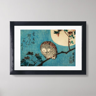 Utagawa Hiroshige - Horned Owl on Maple Branch Framed Art