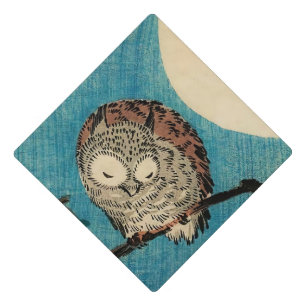 Utagawa Hiroshige - Horned Owl on Maple Branch Graduation Cap Topper