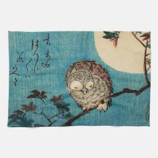 Utagawa Hiroshige - Horned Owl on Maple Branch Kitchen Towel