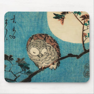 Utagawa Hiroshige - Horned Owl on Maple Branch Mouse Pad