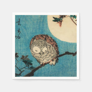 Utagawa Hiroshige - Horned Owl on Maple Branch Napkins