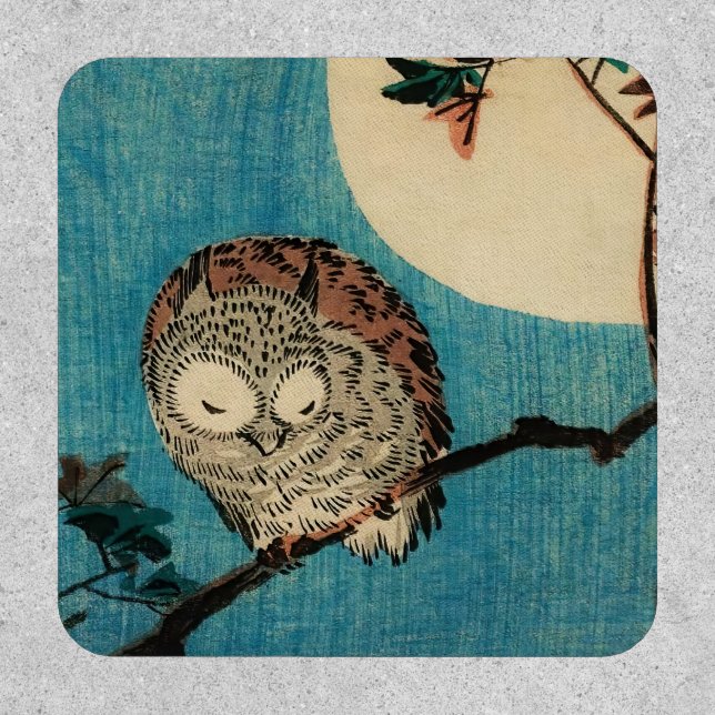Utagawa Hiroshige - Horned Owl on Maple Branch Patch (Front)
