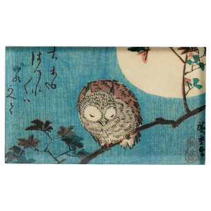 Utagawa Hiroshige - Horned Owl on Maple Branch Place Card Holder