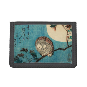 Utagawa Hiroshige - Horned Owl on Maple Branch Tri-fold Wallet