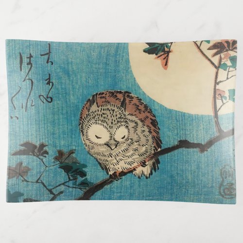 Utagawa Hiroshige _ Horned Owl on Maple Branch Trinket Tray