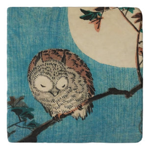 Utagawa Hiroshige - Horned Owl on Maple Branch Trivet