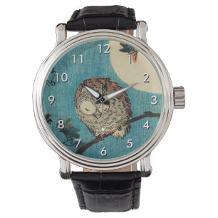 Utagawa Hiroshige - Horned Owl on Maple Branch Watch