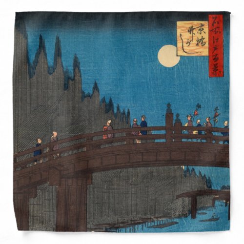 Utagawa Hiroshige _ Kyoto Bridge by Moonlight Bandana