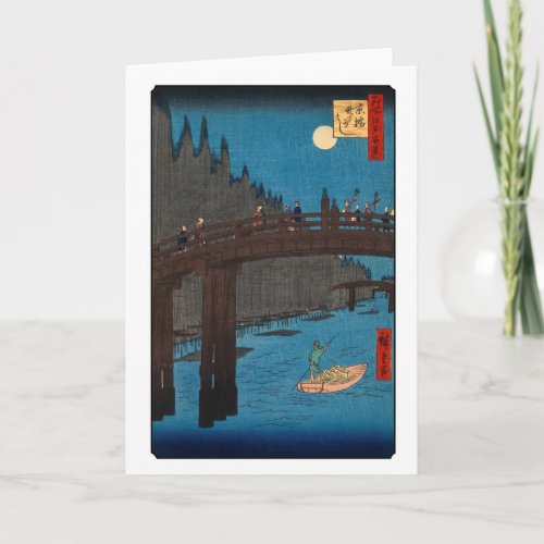 Utagawa Hiroshige _ Kyoto Bridge by Moonlight Card