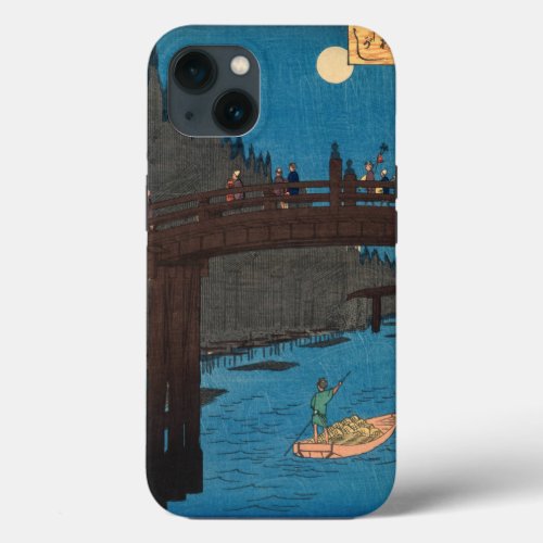 Utagawa Hiroshige _ Kyoto Bridge by Moonlight iPhone 13 Case