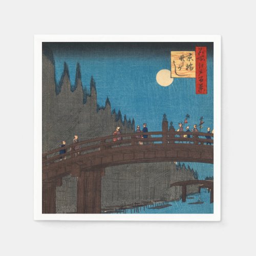 Utagawa Hiroshige _ Kyoto Bridge by Moonlight Napkins