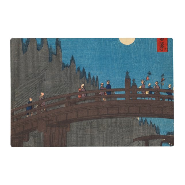 Utagawa Hiroshige - Kyoto Bridge by Moonlight Placemat (Front)