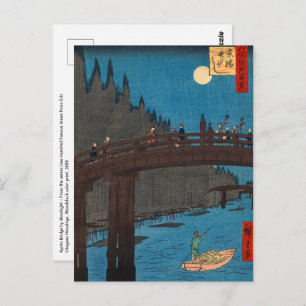 Utagawa Hiroshige - Kyoto Bridge by Moonlight Postcard