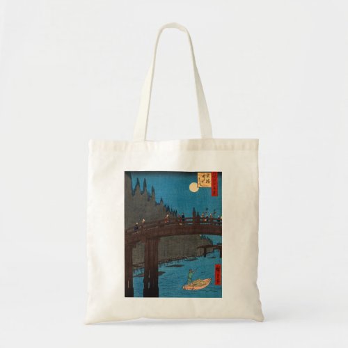 Utagawa Hiroshige _ Kyoto Bridge by Moonlight Tote Bag