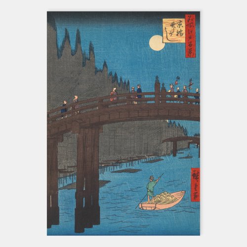 Utagawa Hiroshige _ Kyoto Bridge by Moonlight Wrapping Paper Sheets