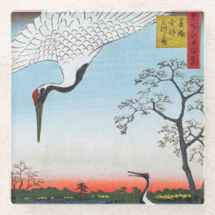 Utagawa Hiroshige - Minowa, Kanasugi, Mikawashima Glass Coaster