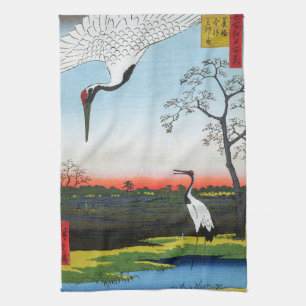Utagawa Hiroshige - Minowa, Kanasugi, Mikawashima Kitchen Towel