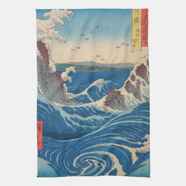 Utagawa Hiroshige - Naruto Whirlpool, Awa Province Kitchen Towel (Vertical)