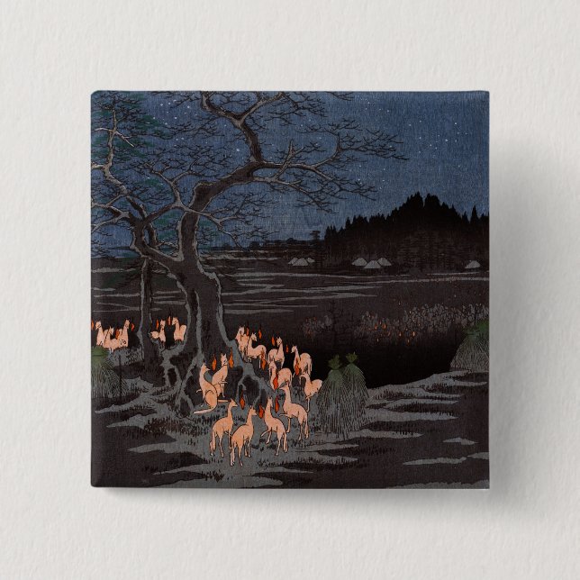 Utagawa Hiroshige - New Year's Eve Foxfires Button (Front)