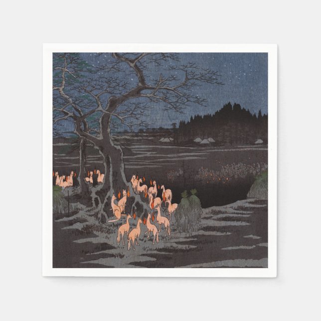 Utagawa Hiroshige - New Year's Eve Foxfires Napkins (Front)