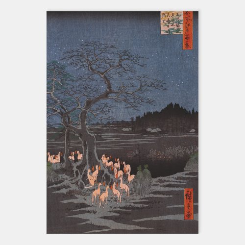 Utagawa Hiroshige _ New Years Eve Foxfires Wrapping Paper Sheets