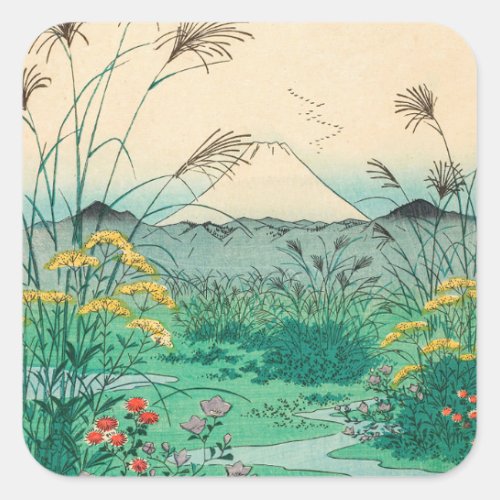 Utagawa Hiroshige _ Otsuki Plain in Kai Province Square Sticker