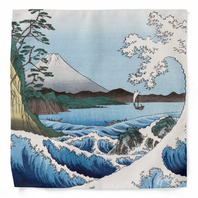 Utagawa Hiroshige - Sea off Satta, Suruga Province Bandana (Front)
