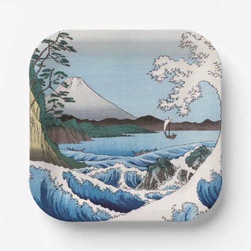 Utagawa Hiroshige _ Sea off Satta Suruga Province Paper Plates