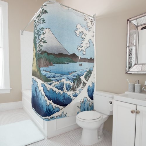 Utagawa Hiroshige _ Sea off Satta Suruga Province Shower Curtain
