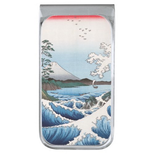 Utagawa Hiroshige _ Sea off Satta Suruga Province Silver Finish Money Clip