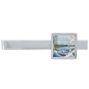 Utagawa Hiroshige - Sea off Satta, Suruga Province Silver Finish Tie Bar
