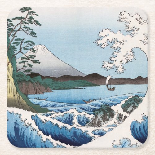 Utagawa Hiroshige _ Sea off Satta Suruga Province Square Paper Coaster