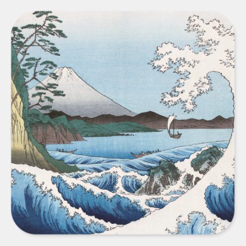 Utagawa Hiroshige _ Sea off Satta Suruga Province Square Sticker