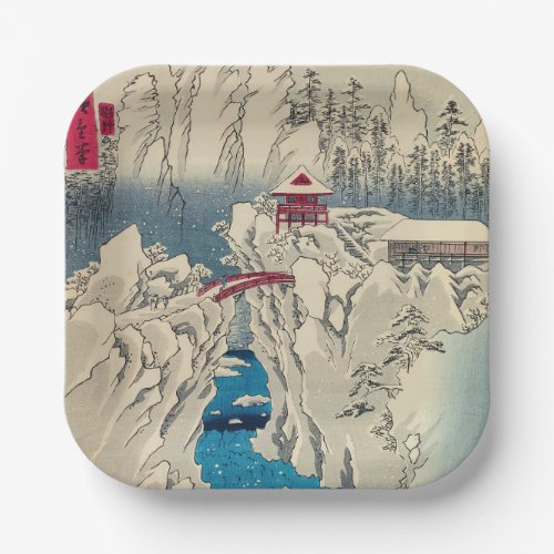 Utagawa Hiroshige _ Snow on Mount Haruna Paper Plates