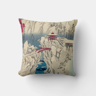 Utagawa Hiroshige - Snow on Mount Haruna Throw Pillow