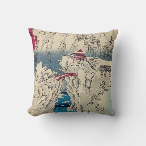 Utagawa Hiroshige _ Snow on Mount Haruna Throw Pillow
