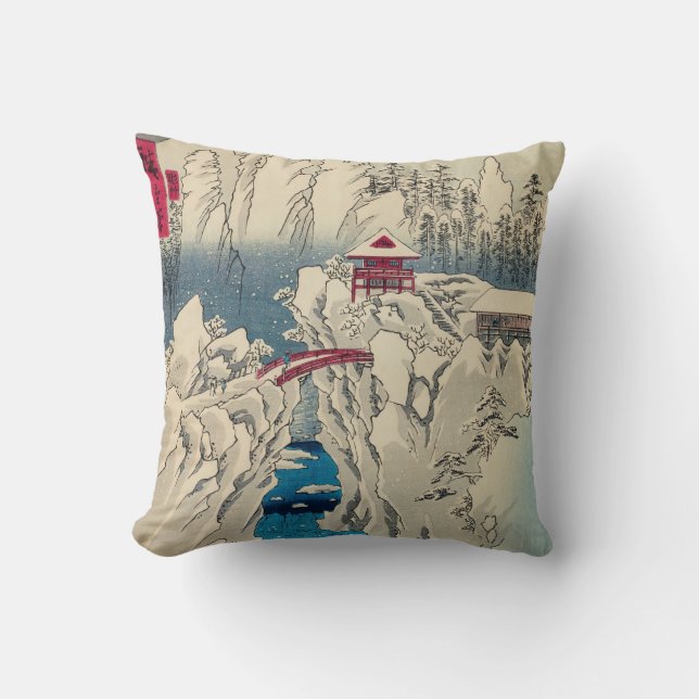 Utagawa Hiroshige - Snow on Mount Haruna Throw Pillow (Front)