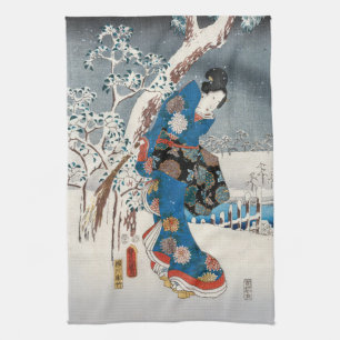 Utagawa Hiroshige - Tale of Genji, Elegant Woman Kitchen Towel