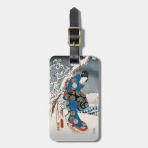 Utagawa Hiroshige - Tale of Genji, Elegant Woman Luggage Tag