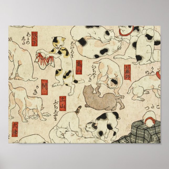 Utagawa Kuniyoshi - Cats Poster (Front)