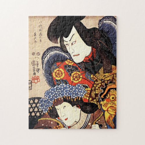 Utagawa Kuniyoshi _  Samurai and geisha Jigsaw Puzzle