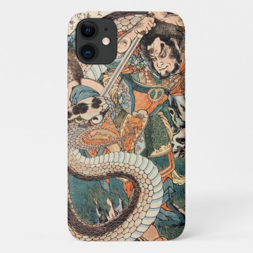 Utagawa Kuniyoshi suikoden hero fighting snake art iPhone 11 Case