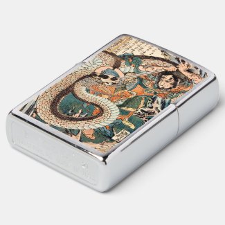 Utagawa Kuniyoshi suikoden hero fighting snake art Zippo Lighter