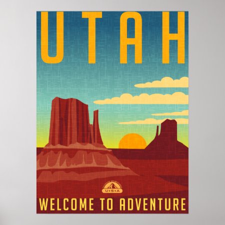 Utah Adventure - Vintage Design Poster